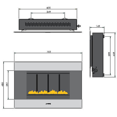 Smeg L23CLP Classic Landscape LPG Gas Wall Fire in Stainless Steel