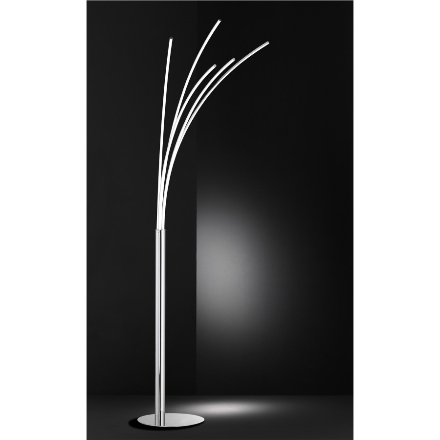 Floor Lamp in Chrome with 5 LED Lights - Linee