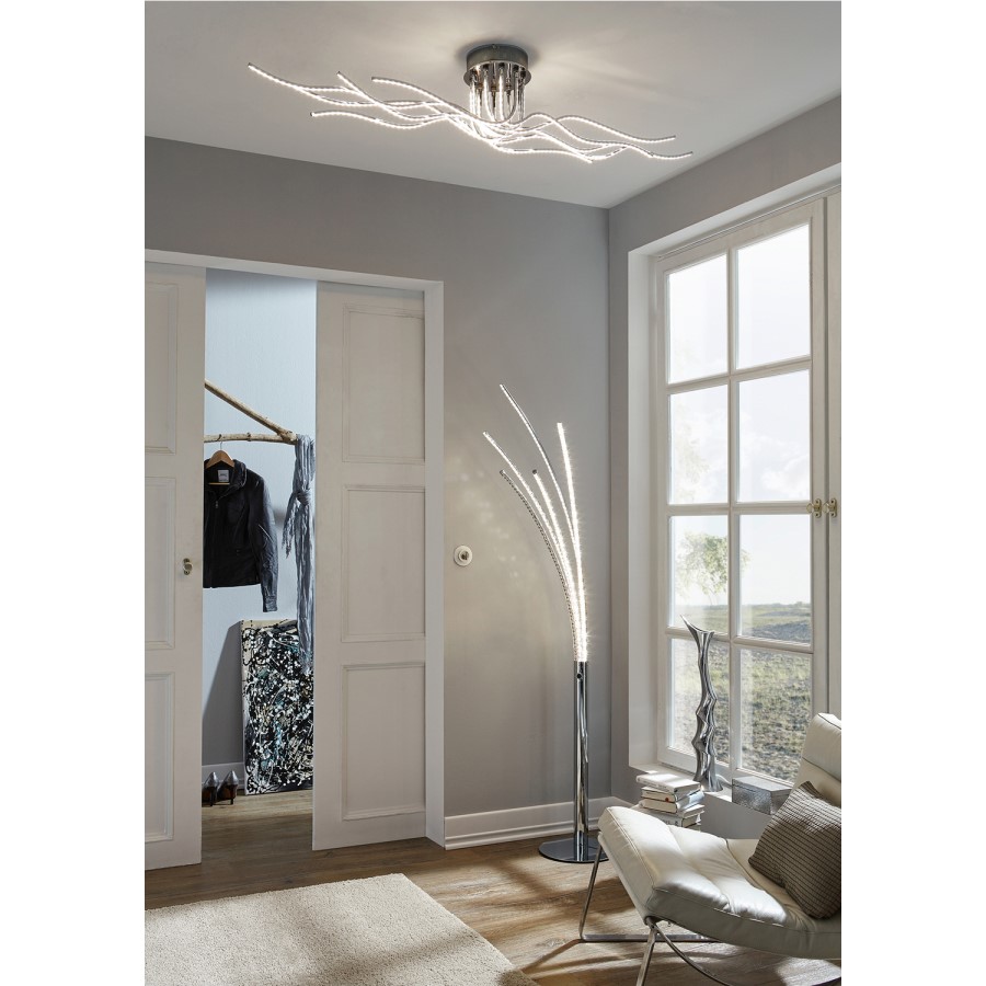 LED Floor Lamp with 5 Lights & Glass - Ammari 