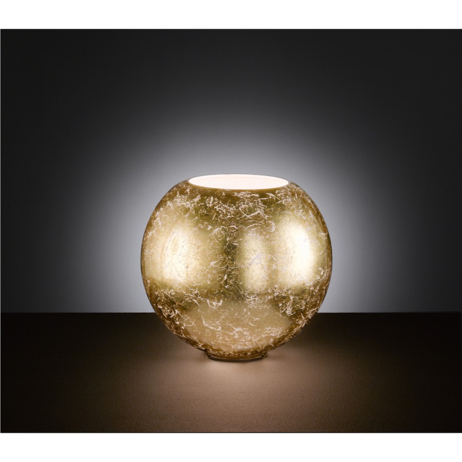 Round Table Lamp with Crackled Gold Finish - Fara