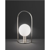 GRADE A1 - Silver Table Lamp with Opal White Glass - Verre