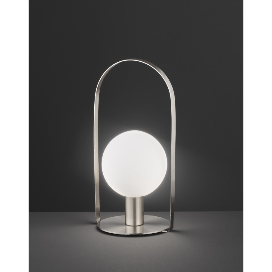 GRADE A1 - Silver Table Lamp with Opal White Glass - Verre