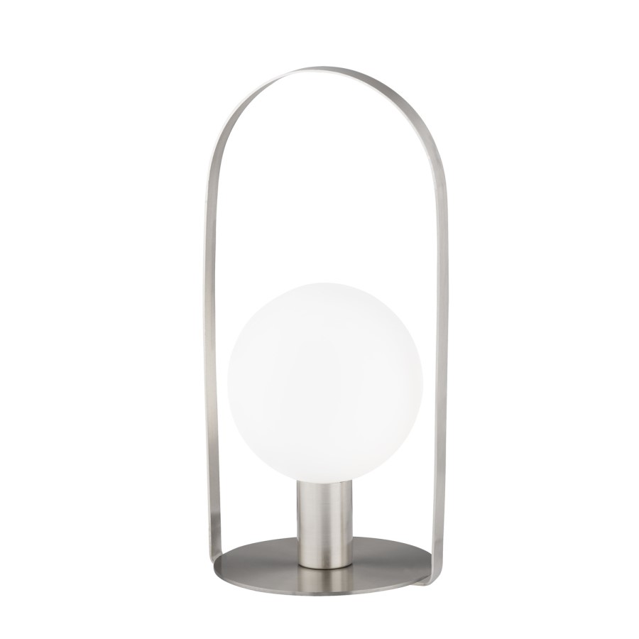 GRADE A1 - Silver Table Lamp with Opal White Glass - Verre
