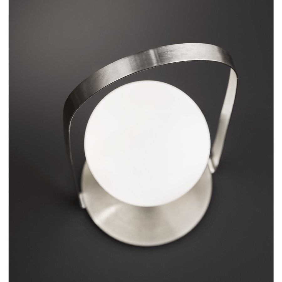 GRADE A1 - Silver Table Lamp with Opal White Glass - Verre