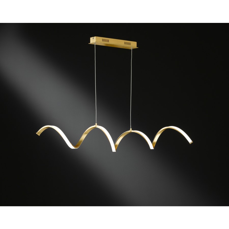 Gold Pendant Light with Curved LED - Russell