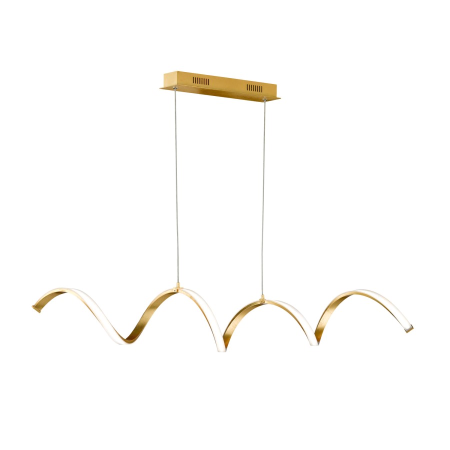 Gold Pendant Light with Curved LED - Russell