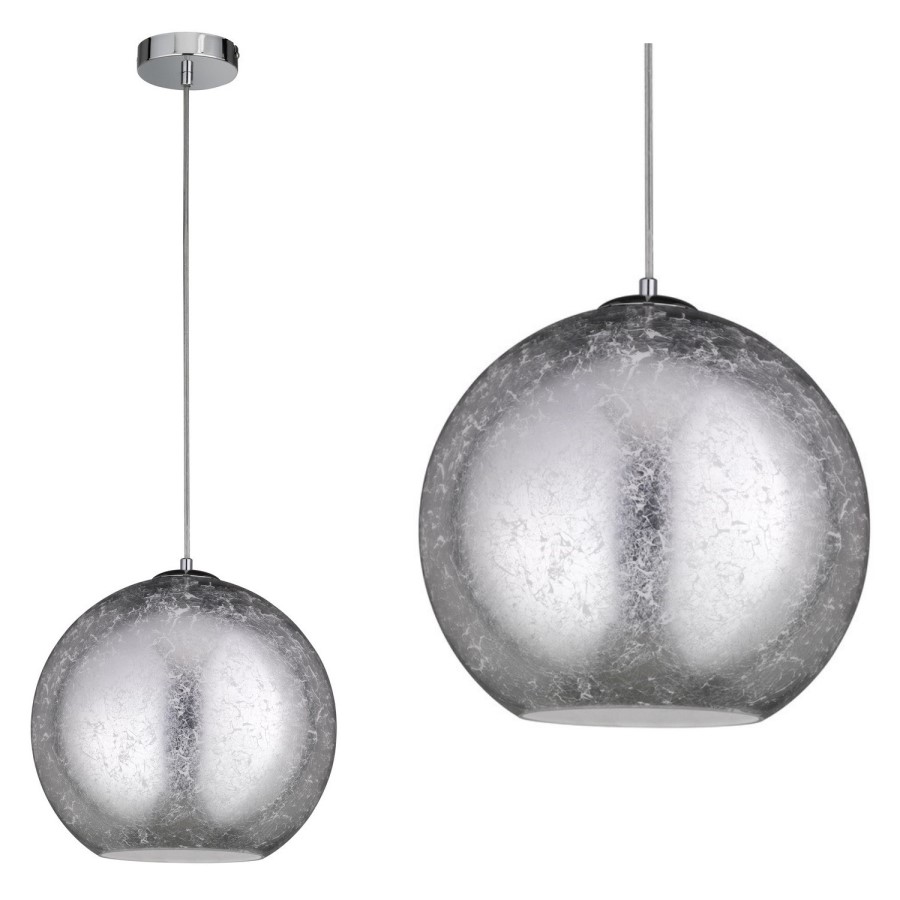 Silver Pendant Light with Crackled Effect - Fara