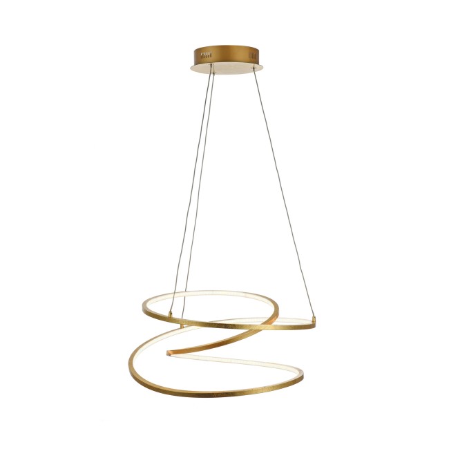 Gold Pendant Light with LED & Spiral Design - Loris