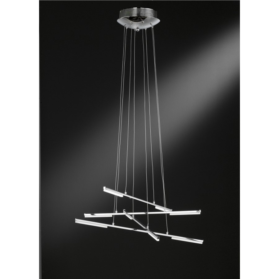 Chrome Pendant Light with LED Cross Design - Forte