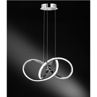Pendant Light in Chrome & White with Curved Design - Indigo