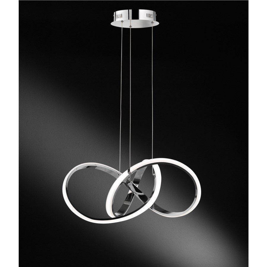 Pendant Light in Chrome & White with Curved Design - Indigo