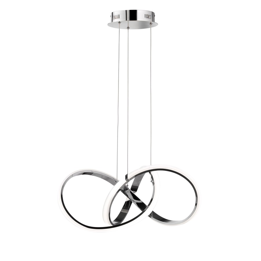 Pendant Light in Chrome & White with Curved Design - Indigo