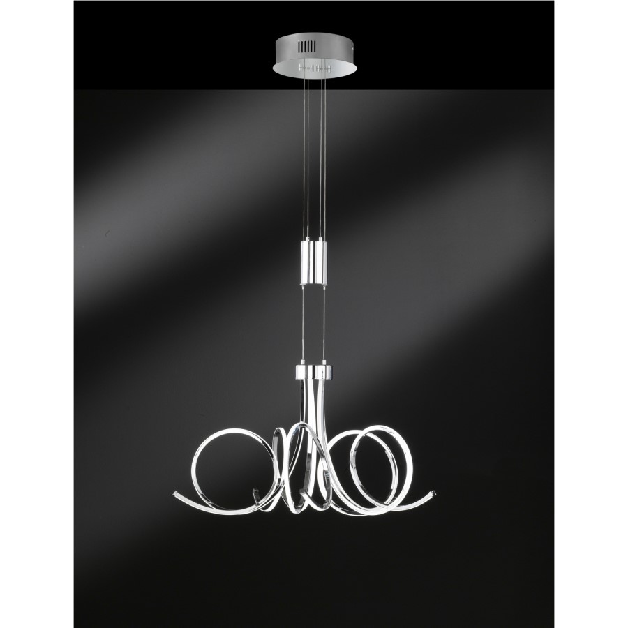 Chrome Pendant Light with Swirl Design - Cyrano