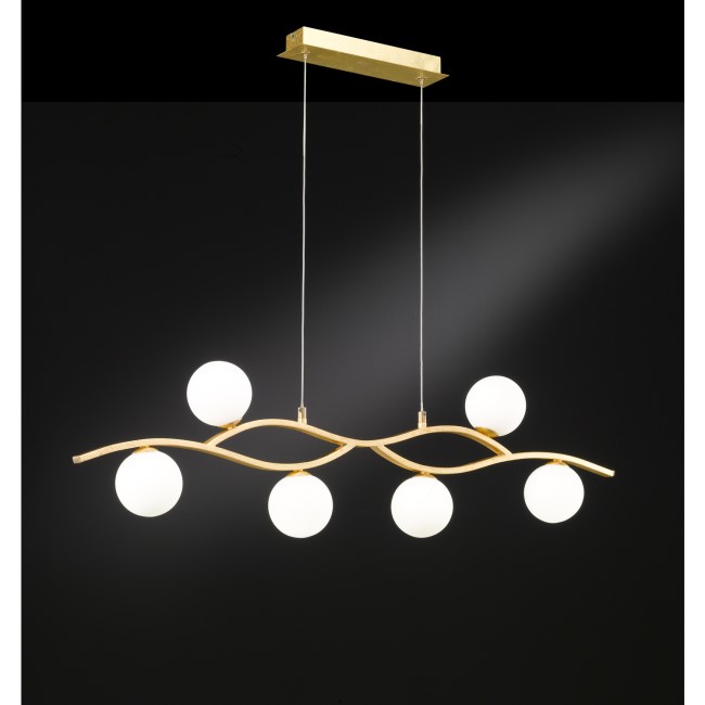 Gold Pendant Light with 6 LED's & Curved Frame - WOFi
