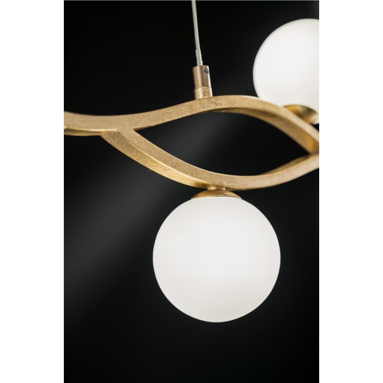 Gold Pendant Light with 6 LED's & Curved Frame - WOFi