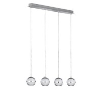 Chrome Ceiling Light with 4 Chrome Pendants - Fulton