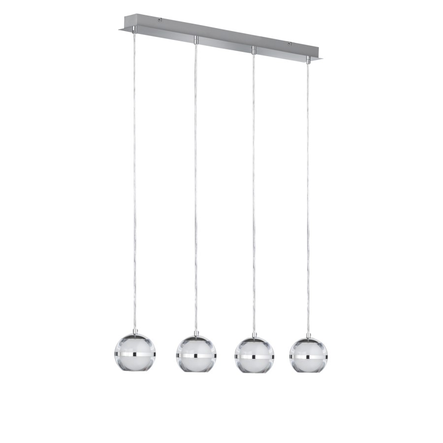 Chrome Ceiling Light with 4 Chrome Pendants - Fulton