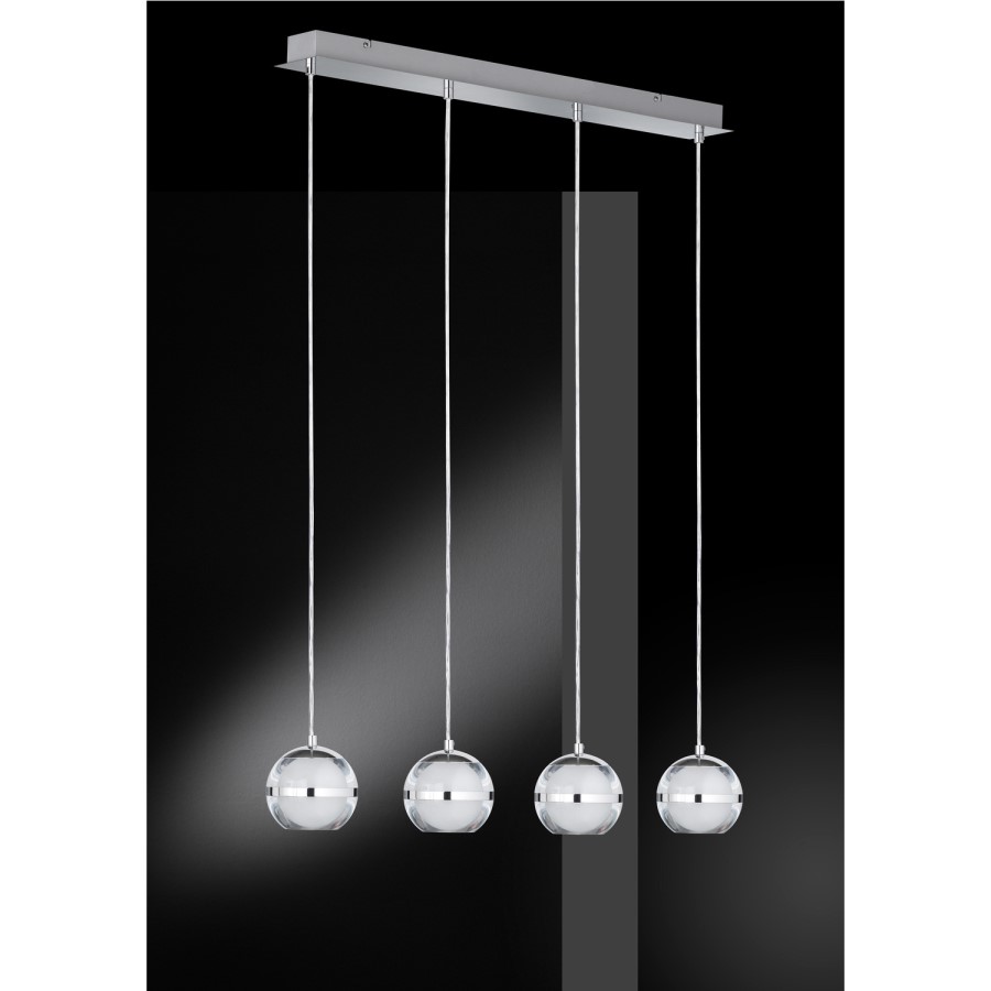 Chrome Ceiling Light with 4 Chrome Pendants - Fulton