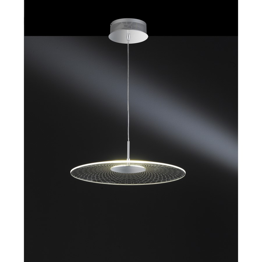 Chrome Pendant Light with Acrylic Shade - Coco
