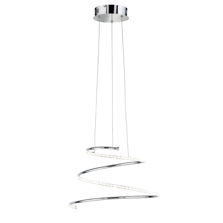 Pendant Light with Crystals & Chrome Spiral - Visio