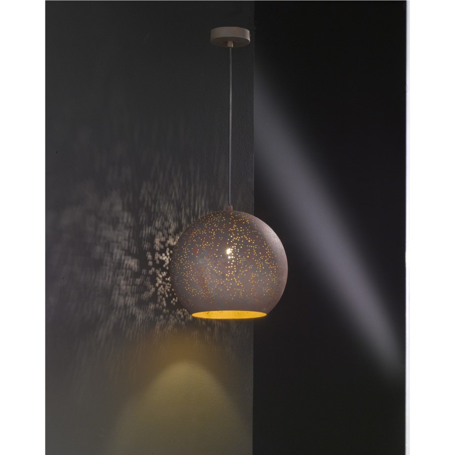 Pendant Light with Round Antique Brown Shade - Avila