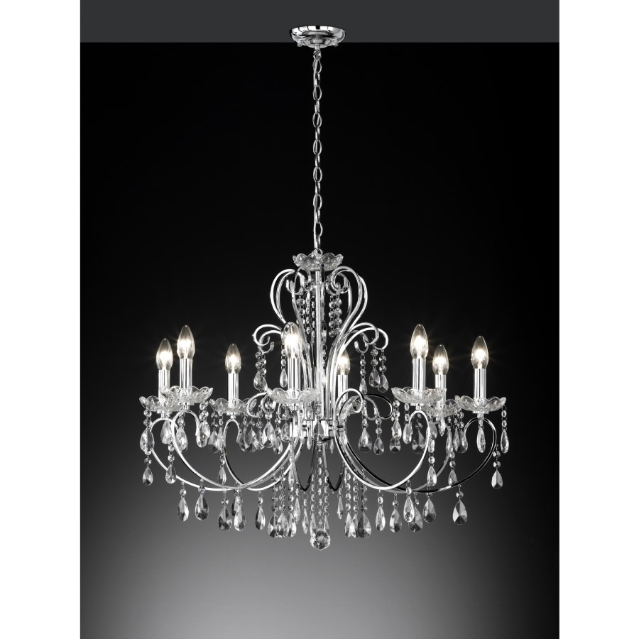 8 Light Chandelier with Silver Crystals - Arizona
