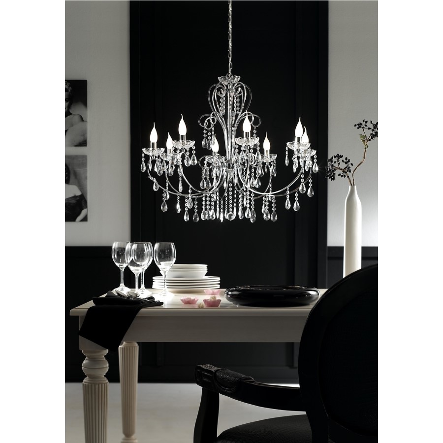8 Light Chandelier with Silver Crystals - Arizona