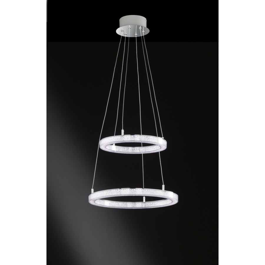 Chrome  Pendant Light with 2 LED Loops - Victoria 