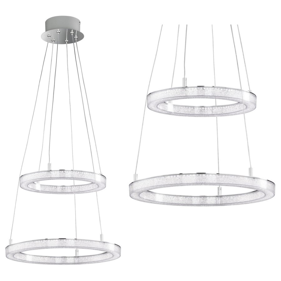 Chrome  Pendant Light with 2 LED Loops - Victoria 