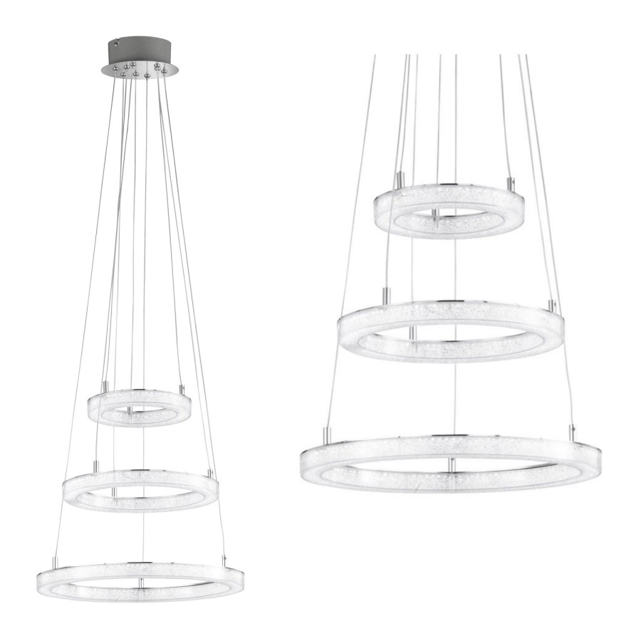 Chrome Pendant Light with 3 LED Loops - Victoria