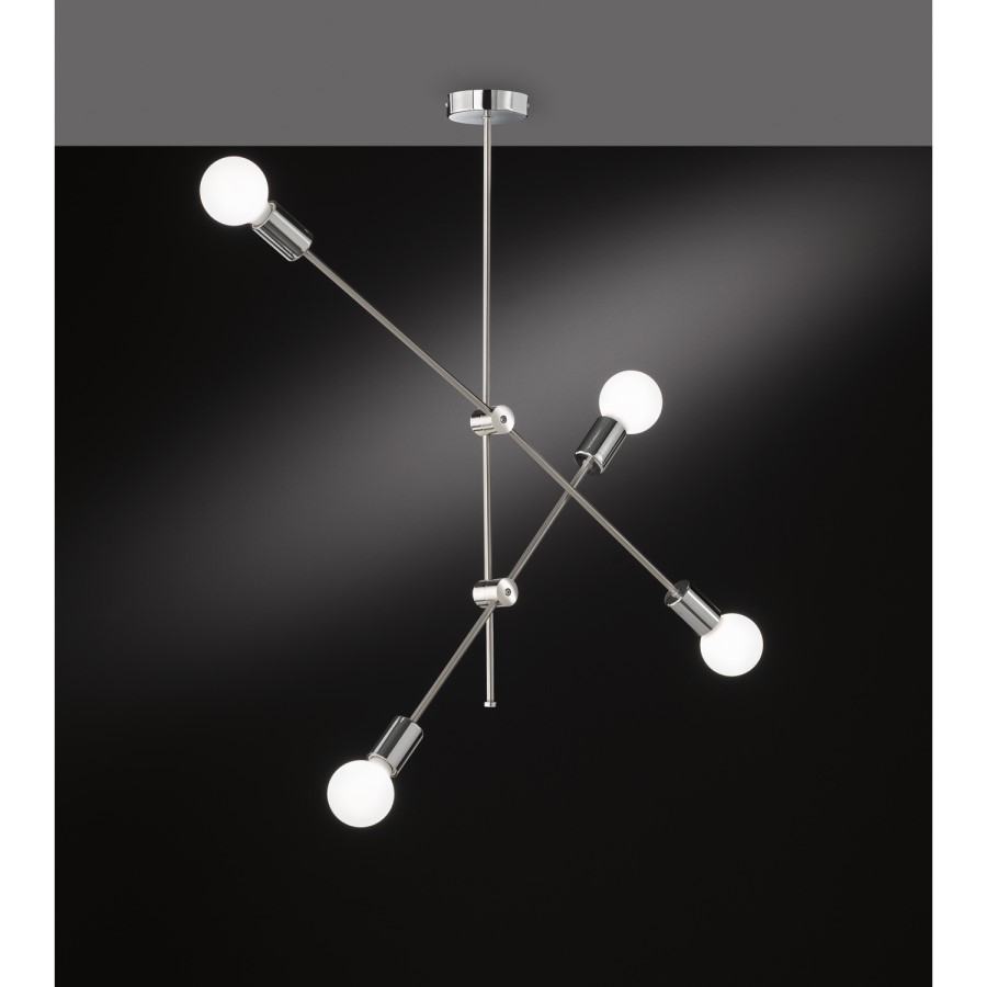 GRADE A1 - WOFi Modern 4 Light Pendant Light with Matt Nickel Finish - Sara Range