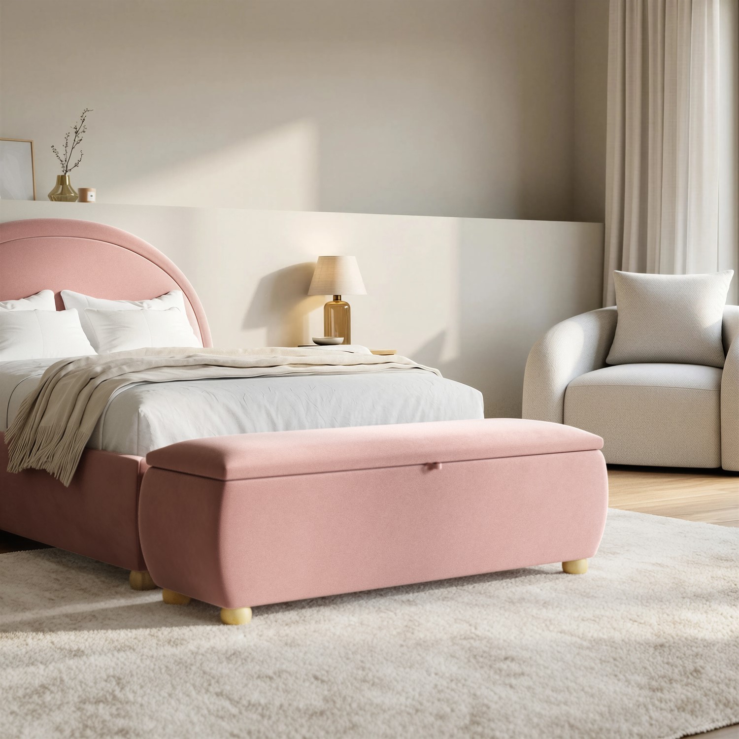 Velvet Ottoman Storage Blanket Box 124cm