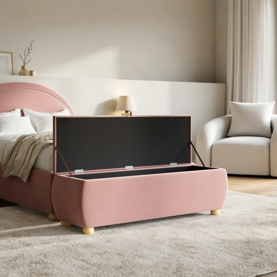 Pink Velvet Ottoman Storange Blanket Box 124cm - Lacey