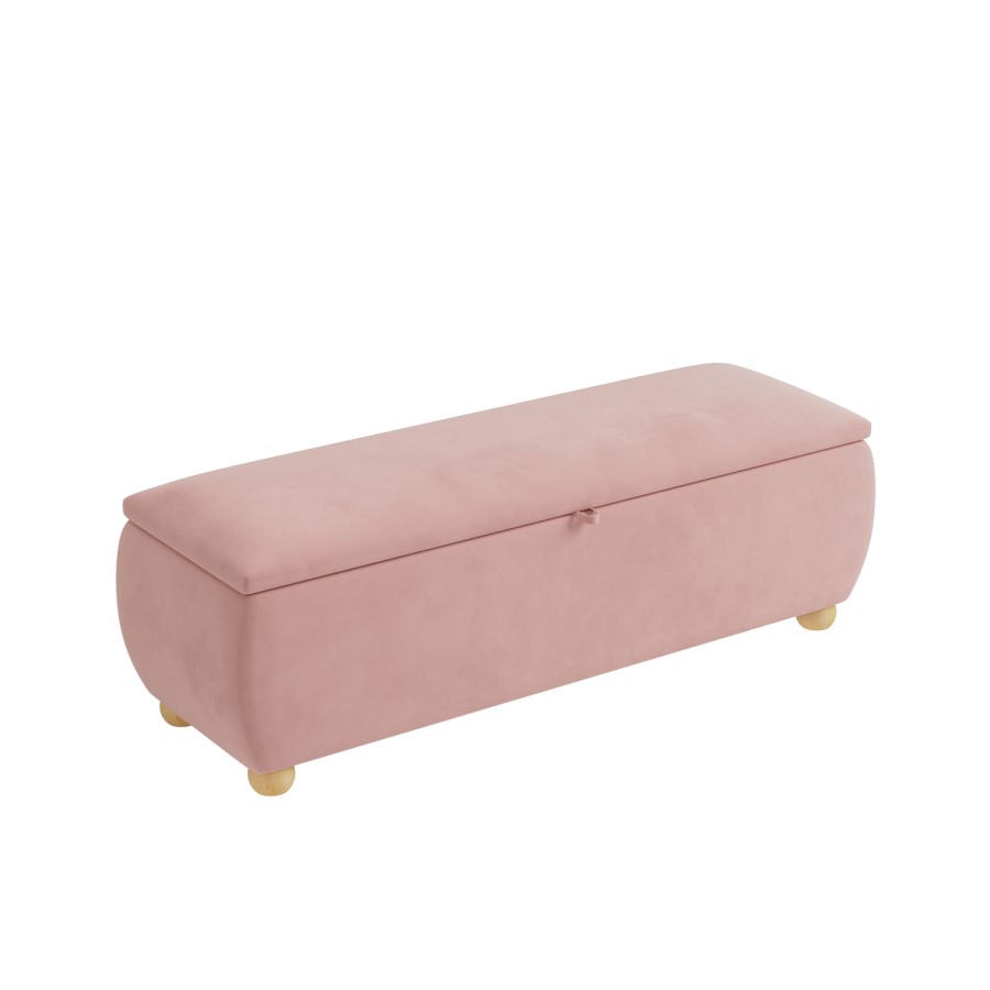 Pink Velvet Ottoman Storange Blanket Box 124cm - Lacey