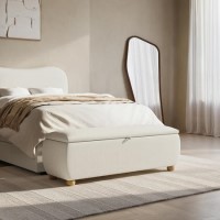 Cream Chenille Ottoman Storange Blanket Box 124cm - Lacey