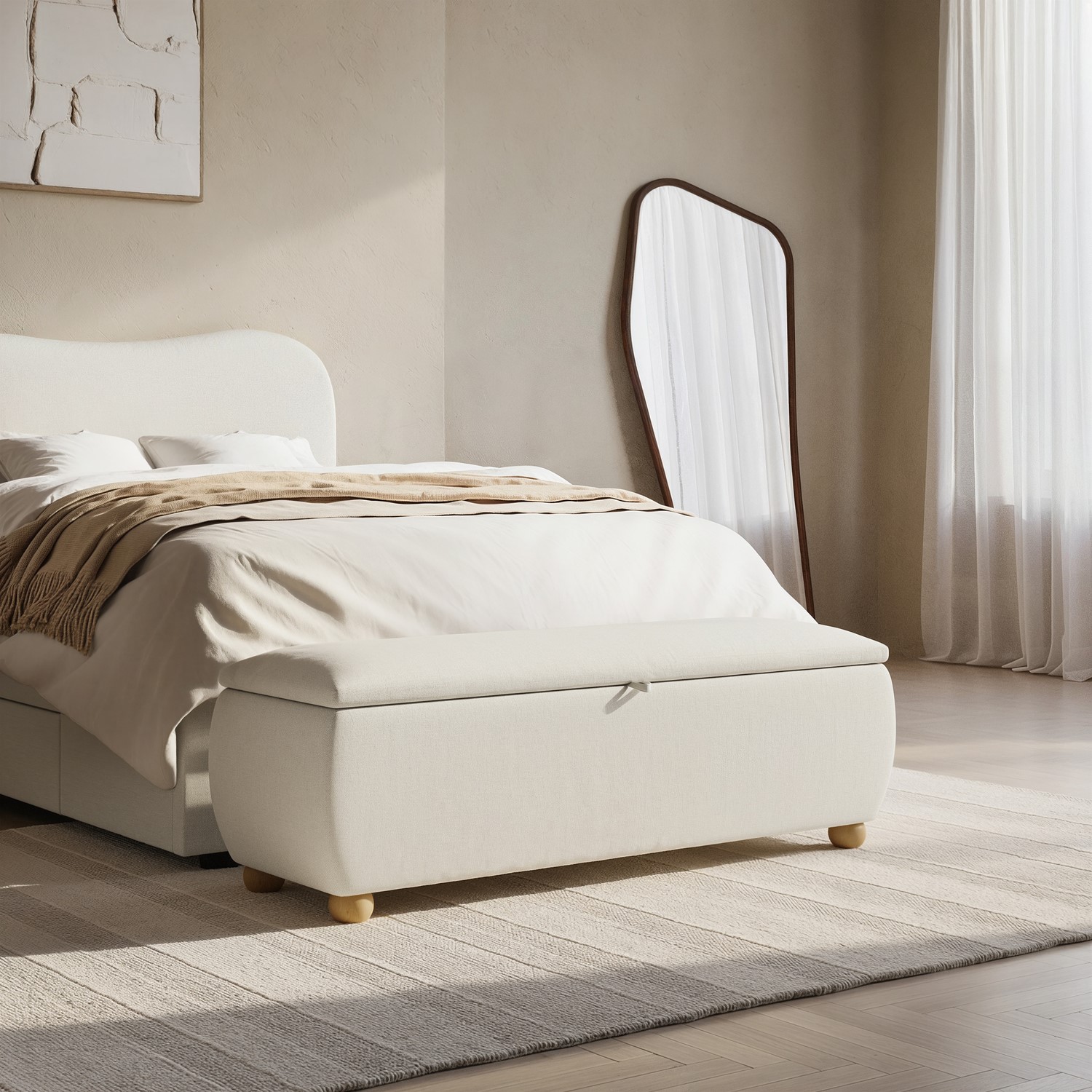 Upholstered Ottoman Storage Blanket Box 124cm
