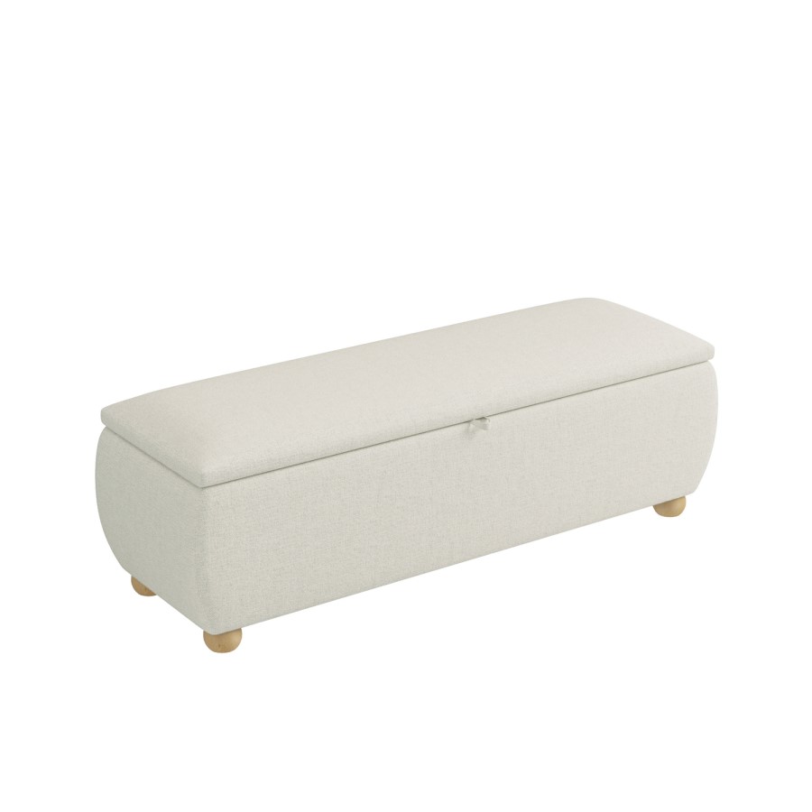 Cream Chenille Ottoman Storange Blanket Box 124cm - Lacey