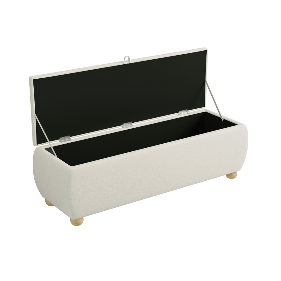 Cream Chenille Ottoman Storange Blanket Box 124cm - Lacey
