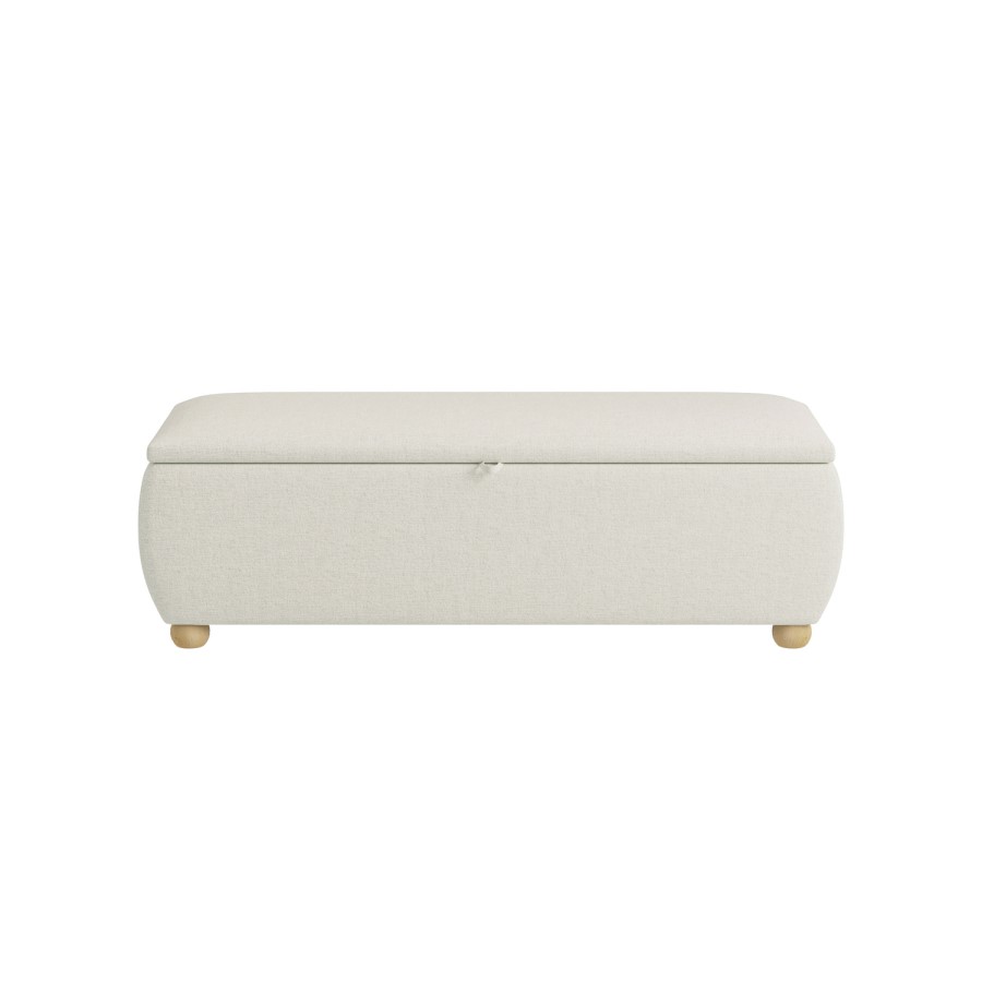 Cream Chenille Ottoman Storange Blanket Box 124cm - Lacey