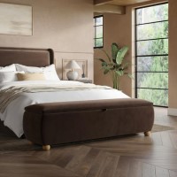 Brown Velvet Ottoman Storange Blanket Box 150cm - Lacey