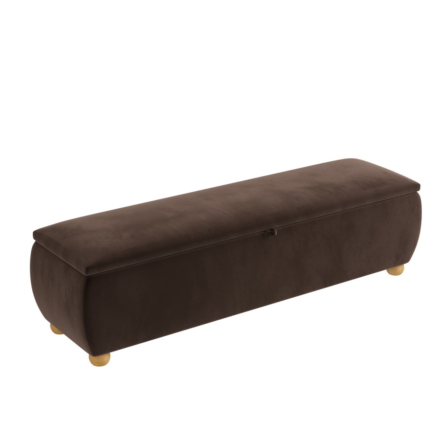 Brown Velvet Ottoman Storange Blanket Box 150cm - Lacey