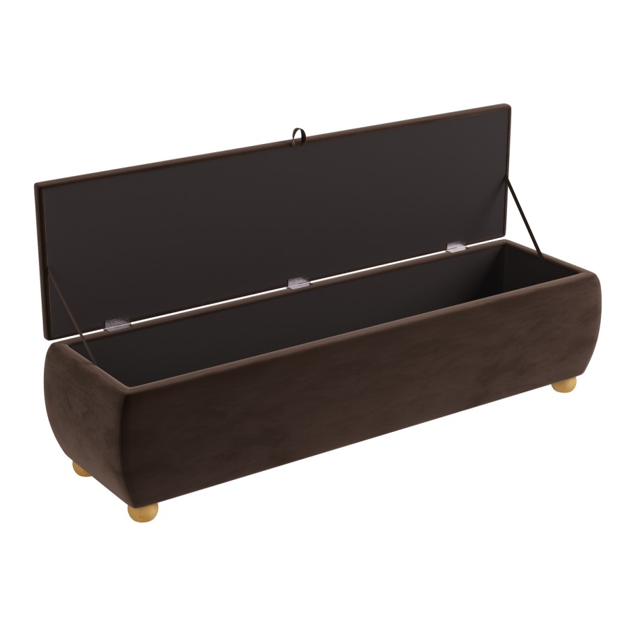 Brown Velvet Ottoman Storange Blanket Box 150cm - Lacey