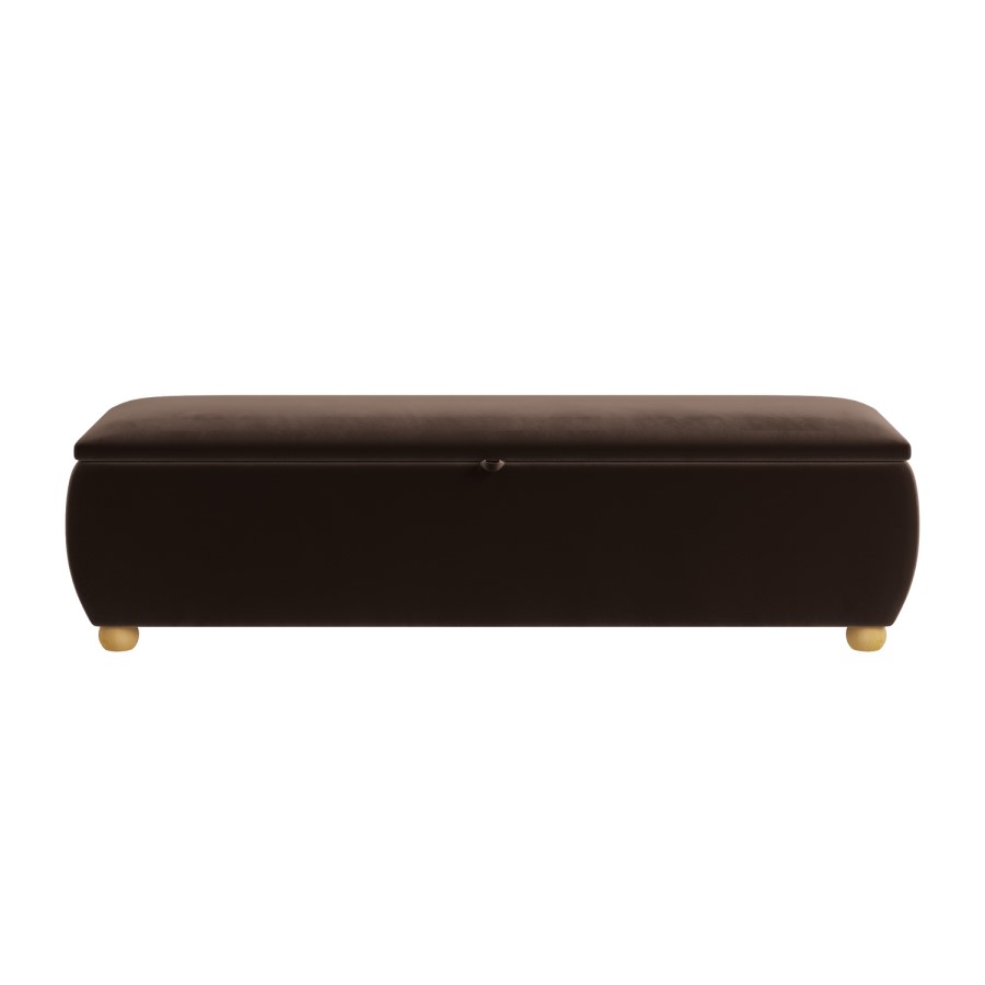 Brown Velvet Ottoman Storange Blanket Box 150cm - Lacey
