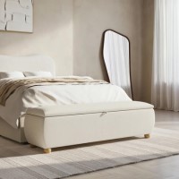 Cream Chenille Ottoman Storange Blanket Box 150cm - Lacey