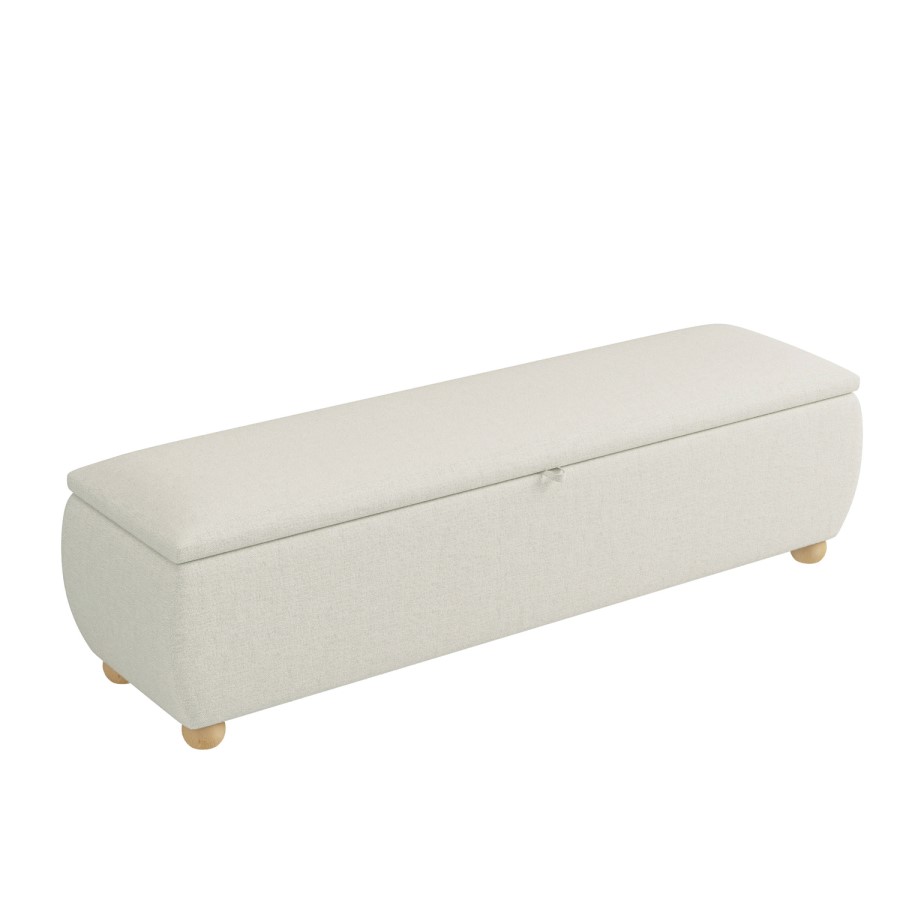 Cream Chenille Ottoman Storange Blanket Box 150cm - Lacey