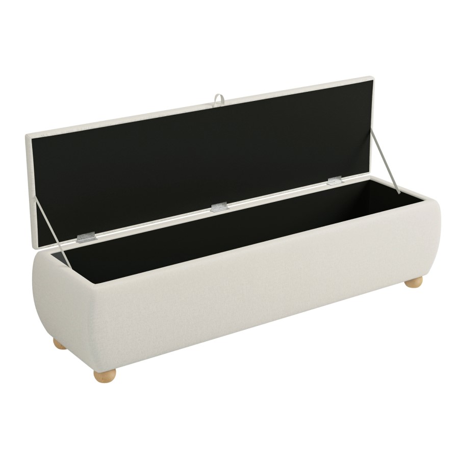 Cream Chenille Ottoman Storange Blanket Box 150cm - Lacey