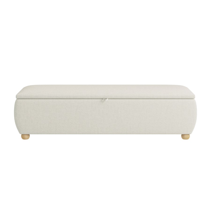 Cream Chenille Ottoman Storange Blanket Box 150cm - Lacey