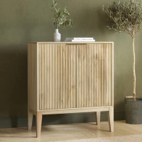 GRADE A1 - Small Solid Mango Wood Sideboard with Fluted Detail - Linea