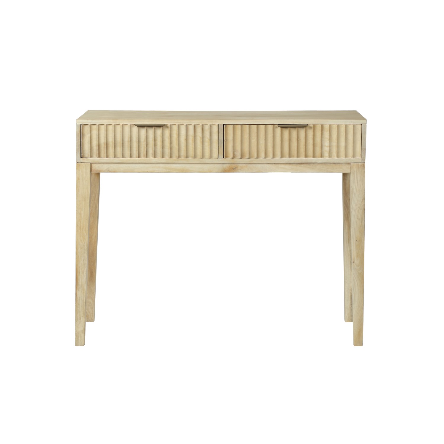 Small Solid Mango Wood Console Table with Fluted Detail Drawers - Linea ...