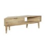 Large Solid Mango Fluted Wood Corner TV Stand with Storage - TV's up to 55" - Linea